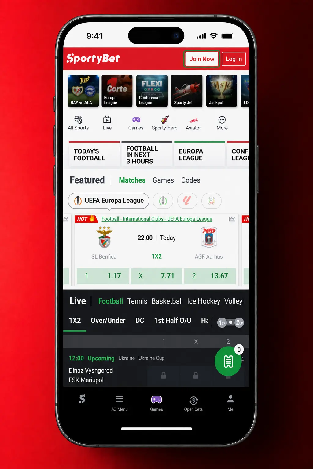 Screenshot of the SportyBet registration form showing sign up steps for mobile or email account creation