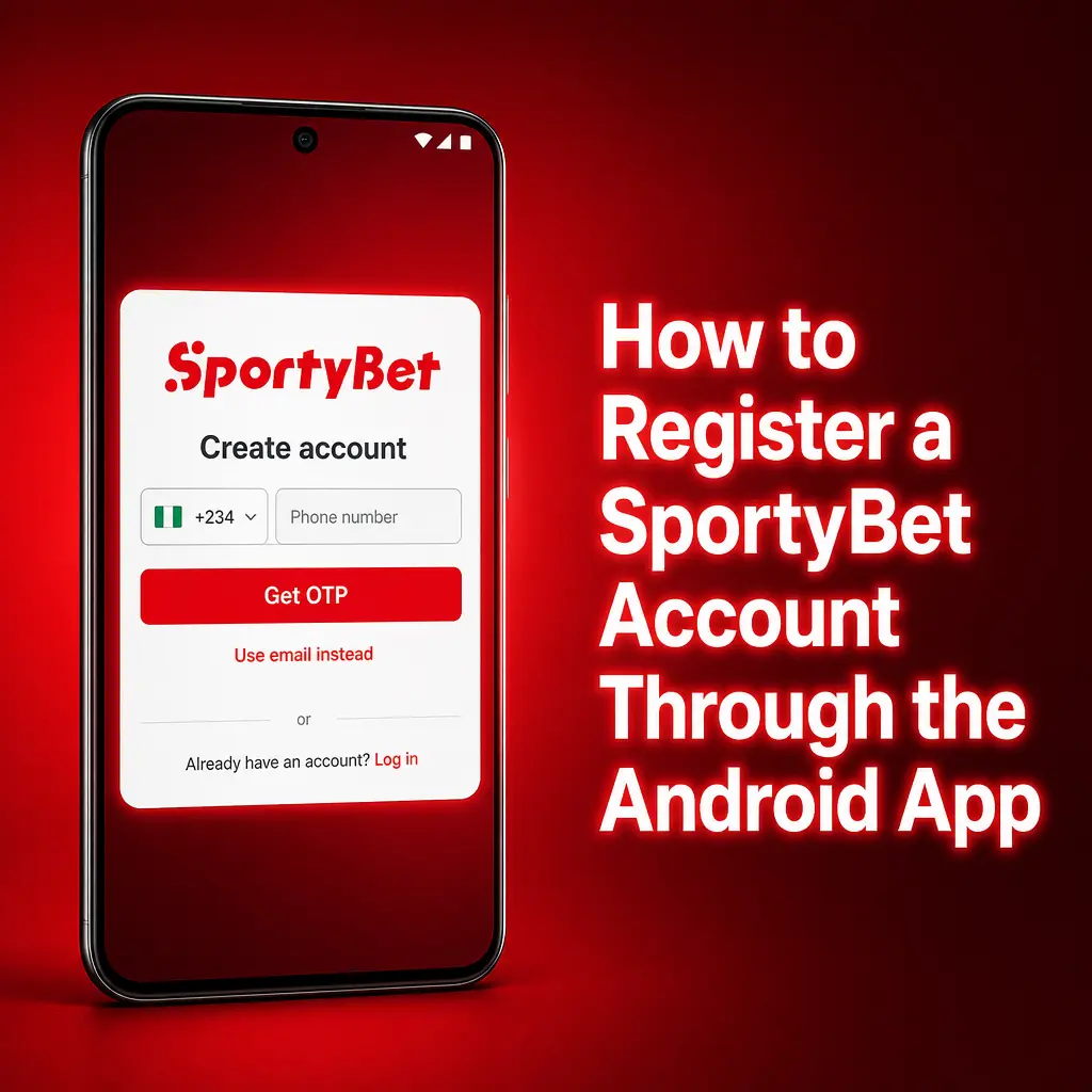 Step-by-step guide to registering a SportyBet account via the Android app, including phone verification and age confirmation.