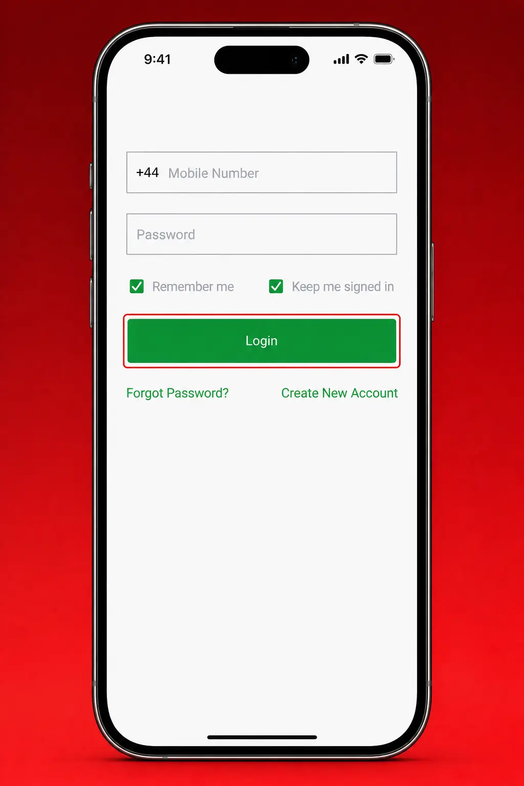 SportyBet login screen showing mobile number or email and password fields to access account dashboard